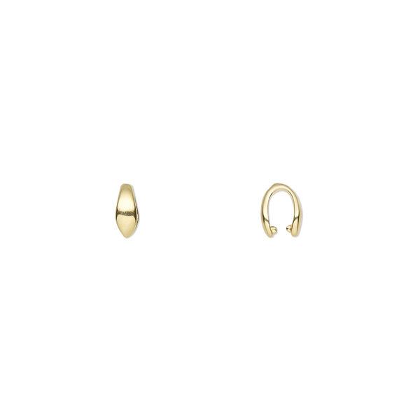 Bail, ice-pick, gold-plated brass, 6x2.5mm with 3.5mm grip length. Sold per pkg of 20. image number 0