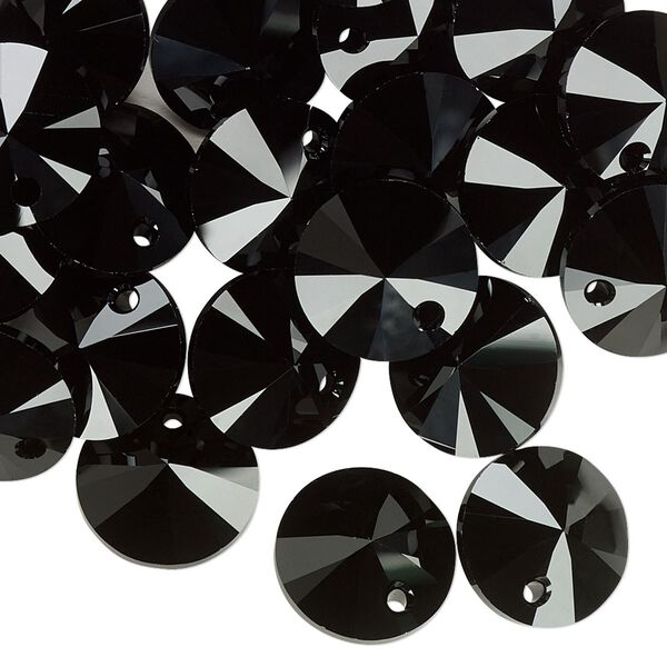 Drop 12pk jet, Crystal Passions® 12mm pendant mini disk 6428 image number 1