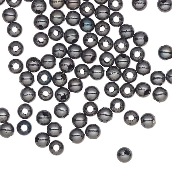 Bead, gunmetal-plated steel, 4mm round. Sold per pkg of 100. image number 0