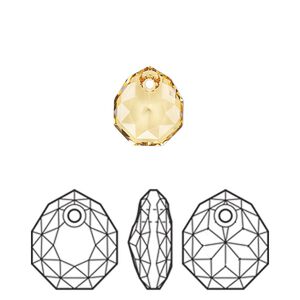 Drop 1pk golden topaz, Crystal Passions® 11.5x10mm pendant majestic 6436