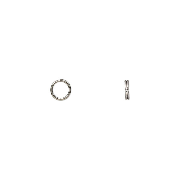 Split ring, stainless steel, 5mm round. Sold per pkg of 50. image number 0
