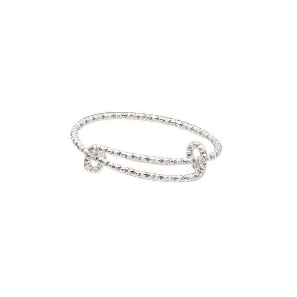 Ring, sterling silver, 1mm wide diamond-cut, adjustable from size 8 to 12. Sold individually. image number 0