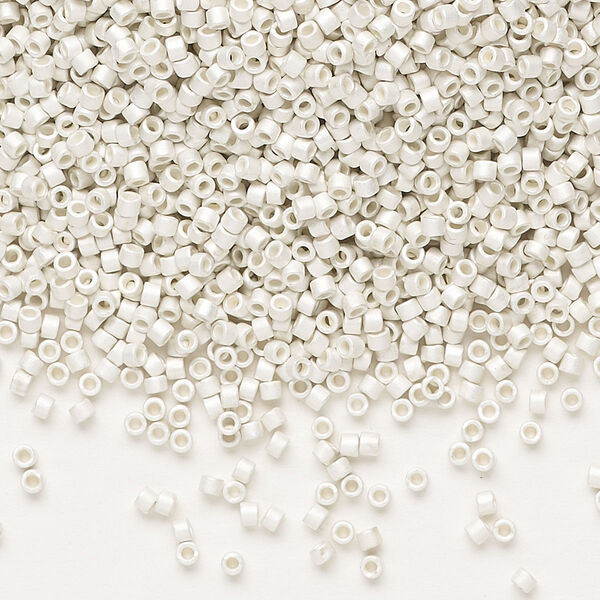Seed bead, Delica®, glass, pkg/250g, #11 round, opaque silver-plated matte (DB-551F). image number 0