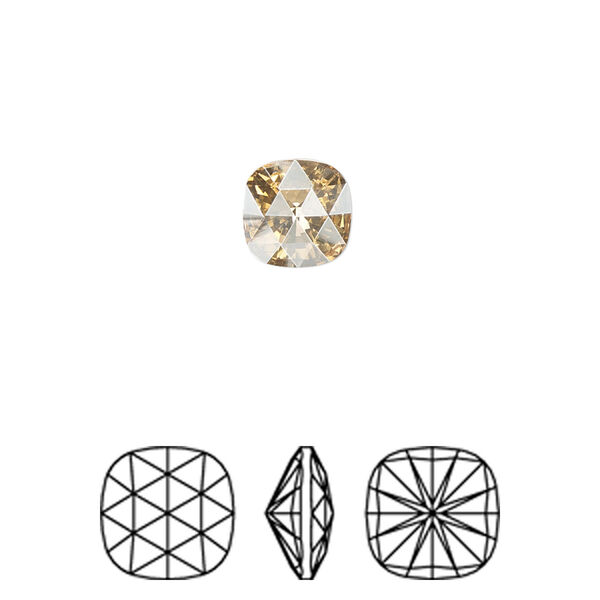 Fancy stone 2pk crystal golden shadow foil back, Crystal Passions® 8mm rose cut cushion 4471 image number 0