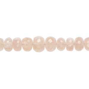 Morganite 1pkg1, hand-cut faceted rondelle bead natural 7 inch graduated 5x3mm-8x6mm