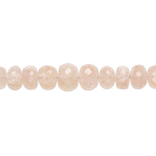 Morganite 1pkg1, hand-cut faceted rondelle bead natural 7 inch graduated 5x3mm-8x6mm image number 0