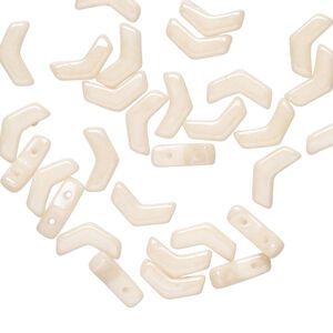 Bead, Preciosa, Czech pressed glass, opaque ivory, 8.5x4.5mm double-drilled chevron. Sold per pkg of 30.