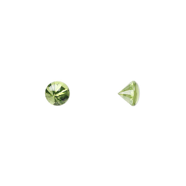 Gem, peridot (natural), 6mm buffed-top faceted round, A grade, Mohs hardness 6-1/2 to 7. Sold per pkg of 2. image number 0
