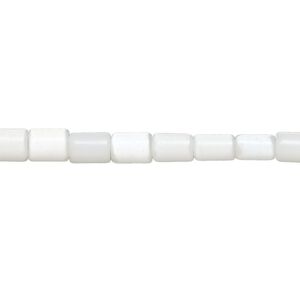 Bead, cat's eye glass (fiber optic glass), matte white, 6x4mm-8x6mm round tube, economy grade. Sold per 15-inch strand.