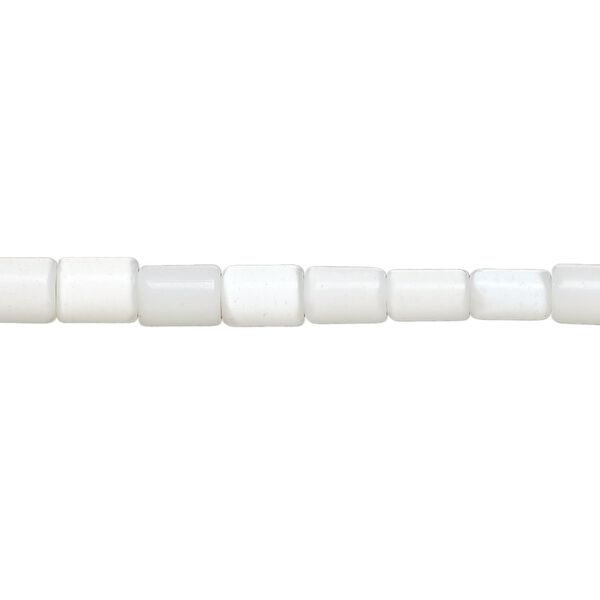 Bead, cat's eye glass (fiber optic glass), matte white, 6x4mm-8x6mm round tube, economy grade. Sold per 15-inch strand. image number 0