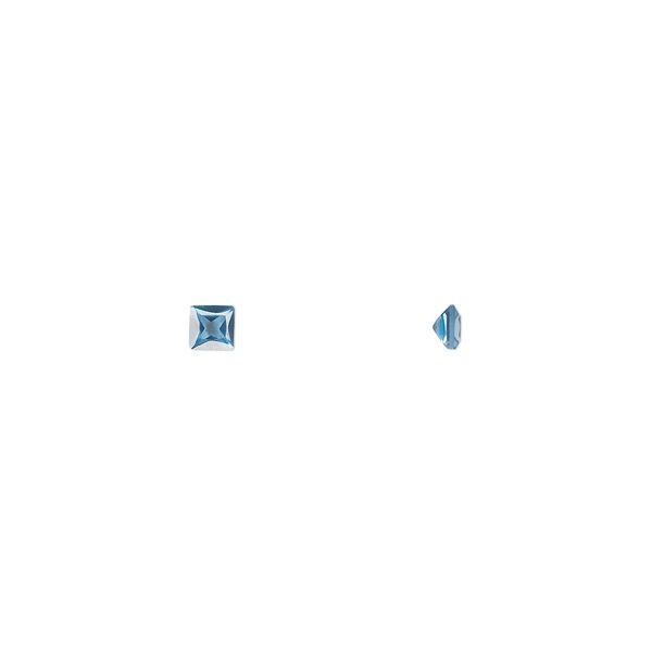 Gem, cubic zirconia, zircon blue, 3mm faceted square, Mohs hardness 8-1/2. Sold per pkg of 5. image number 0
