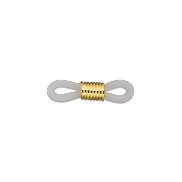 Eyeglass holder, rubber and gold-finished brass, clear, 20x5mm-26x5mm with adjustable coil. Sold per pkg of 10. image number 0