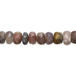 Pink tourmaline / grey tourmaline 1pkg1, hand-cut faceted rondelle bead natural 14 inch 7x4mm-9x7mm
