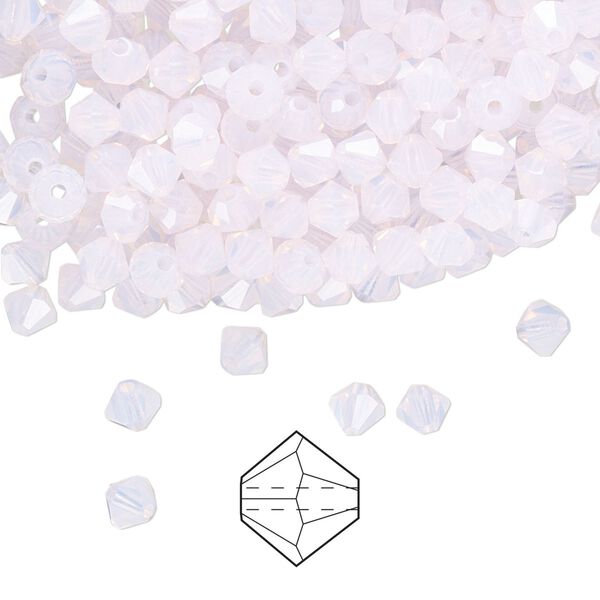 Bead 48pk rose opal, Preciosa Czech crystal 4mm bicone image number 0