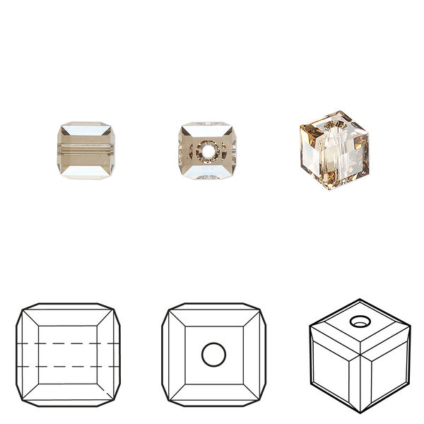 Bead 48pk crystal golden shadow, Crystal Passions® 6mm cube 5601 image number 0
