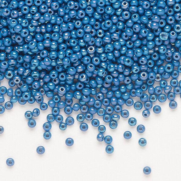 Seed bead, Preciosa Ornela Czech glass, pkg/50g, #11 rocaille, opaque rainbow patriot blue, (34220). image number 0