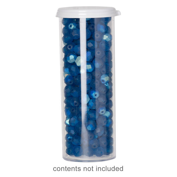 Vial, polystyrene and plastic, clear and white, 3-7/16 x 1-1/4 inch extra-large vial with snap on cap. Sold per pkg of 4. image number 0