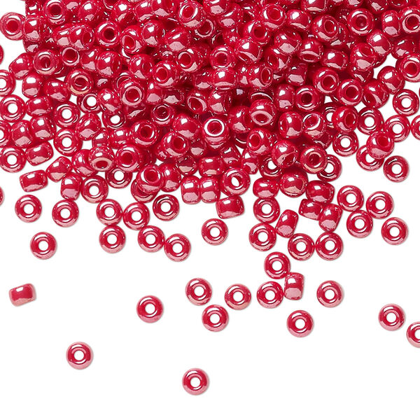 Seed bead, Miyuki, glass, pkg/50g, #8 rocaille, opaque luster cadillac red, (RR-425). image number 0