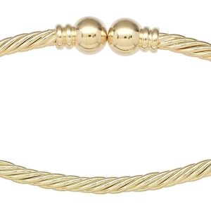 Neckwire, gold-plated brass, 3.5mm twisted wire, 7.5mm ball ends, 16 inches. Sold individually.