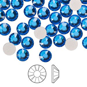 Flat back 288pk Capri blue foil back, Preciosa MAXIMA Czech crystal hotfix rhinestone 6.3-6.5mm chaton rose round SS30