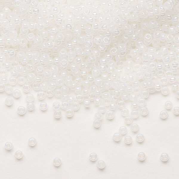 Seed bead, Preciosa Ornela Czech glass, pkg/50g, #11 rocaille, opaque rainbow alabaster, (57205). image number 0