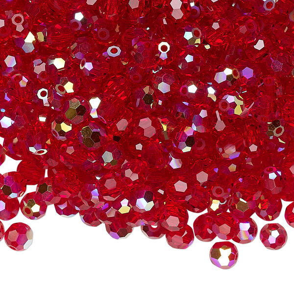 Bead 720pk light Siam AB, Preciosa Czech crystal 4mm round image number 0