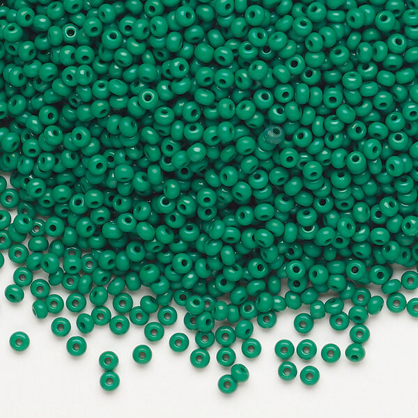 Seed bead, Preciosa Ornela Czech glass, pkg/50g, #11 rocaille, opaque dark green, (53240). image number 0