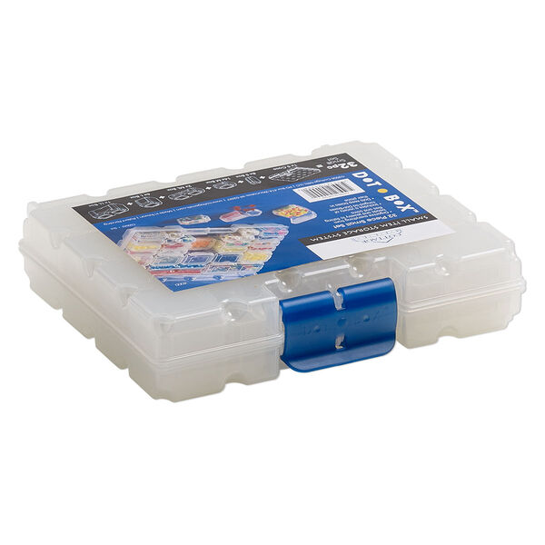Organizer, Dot Box™, plastic, clear and blue, 7 x 6 x 1-1/2 inches with (31) removable containers. Sold per 32-piece set. image number 2