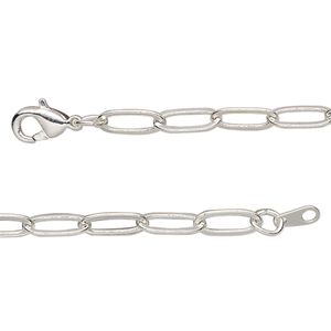Chain 1pkg1 silver-plated paperclip, 3.8mm / lobster claw clasp, brass 36 inch