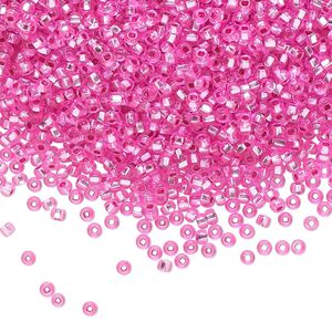 Seed bead, Preciosa Ornela Czech glass, pkg/500g, #11 rocaille, transparent silver-lined dark pink, (18277).