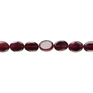 Garnet 1pkg1, hand-cut faceted oval bead 15.5-16 inch 6x4mm