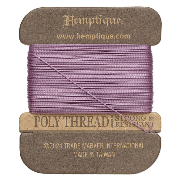 Thread, Hemptique®, polyester, pkg/32 yards, plum, 0.45mm 3-ply round. image number 0