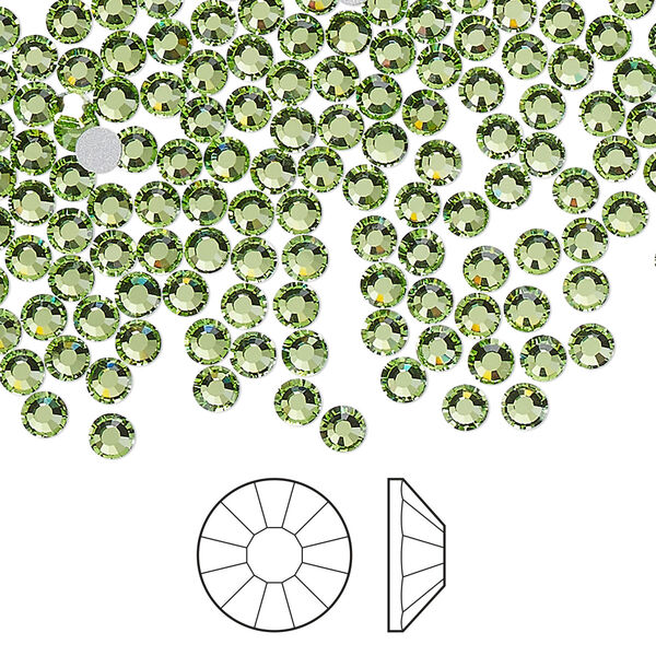 Flat back 144pk peridot foil back, Preciosa Viva 12® Czech crystal rhinestone 3-3.2mm chaton rose round SS12 image number 0