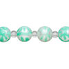 Bead, glass 1pkg8, opaque white and seafoam green, 10mm hand-painted round. image number 0