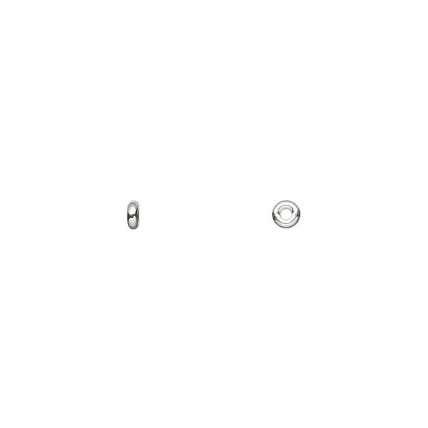 Bead, sterling silver, 3x1mm flat rondelle. Sold per pkg of 4. image number 0