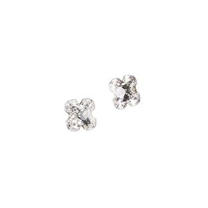 Flat back 1pkg12 crystal clear foil back, Crystal Fire® rhinestone 4x2mm faceted navette 2200