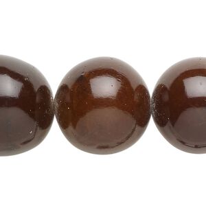 Bead, laminated leaf (coated) and resin, brown, 20mm round. Sold per 6-inch strand, approximately 5 beads.