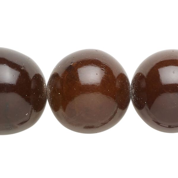 Bead, laminated leaf (coated) and resin, brown, 20mm round. Sold per 6-inch strand, approximately 5 beads. image number 0