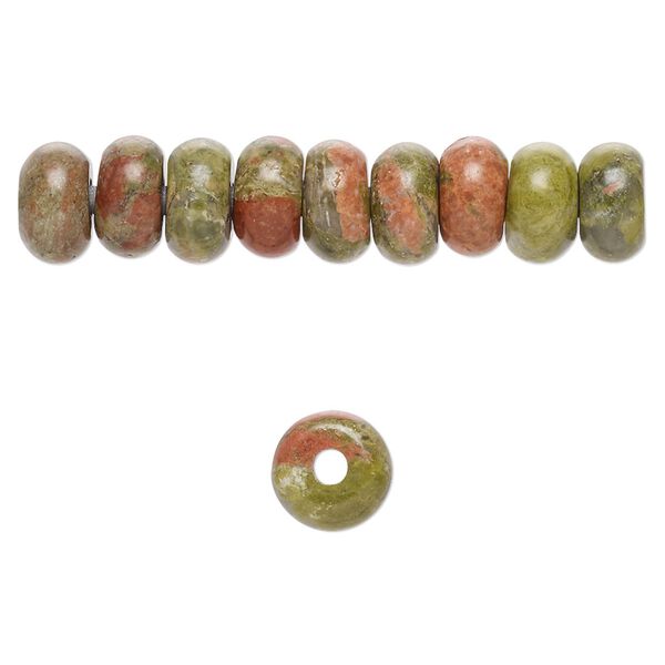 Unakite 1pkg10, rondelle bead natural 8x5mm image number 0