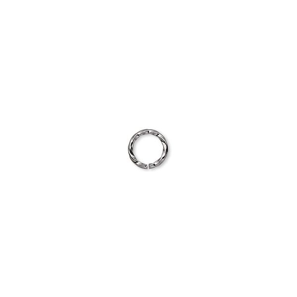 Jump ring, gunmetal-plated brass, 6mm twisted round, 4.4mm inside diameter, 20 gauge. Sold per pkg of 100. image number 0
