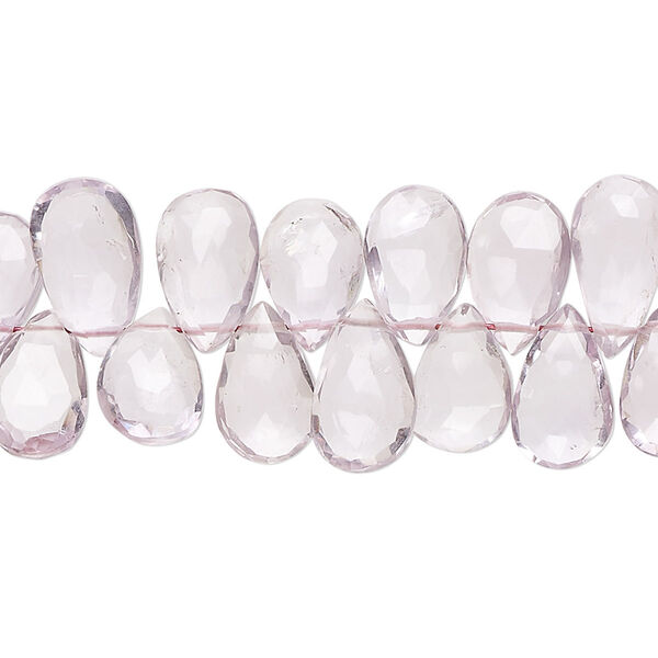 Bead, lavender amethyst (natural), 10x7mm-15x8mm hand-cut top-drilled faceted puffed teardrop, B grade, Mohs hardness 7. Sold per 8-inch strand, approximately 60 beads. image number 0