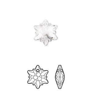 Drop 72pk crystal, Swarovski® 14mm pendant edelweiss 6748