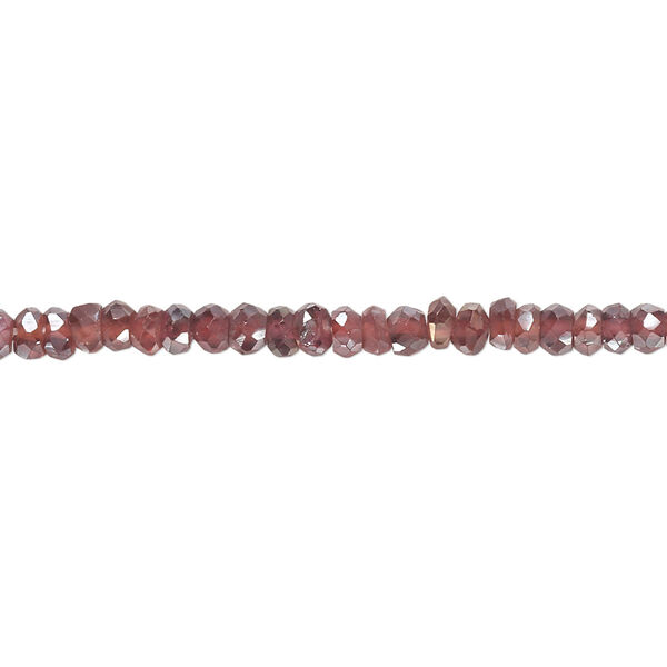 Bead, garnet (coated / dyed), luster, 3x1mm-4x3mm hand-cut faceted rondelle, B- grade, Mohs hardness 7 to 7-1/2. Sold per 13-inch strand. image number 0