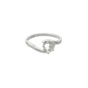 Ring, Sure-Set™, sterling silver, swirl band with 5mm 6-prong round setting, size 8. Sold individually.