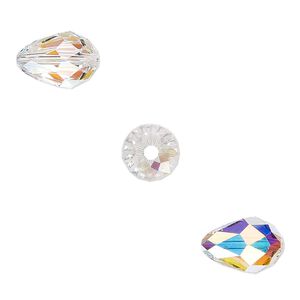 Bead 144pk crystal AB, Swarovski&reg; 12x8mm teardrop 5500