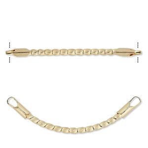 Link, gold-plated brass, 38x8mm twisted curved. Sold per pkg of 10.