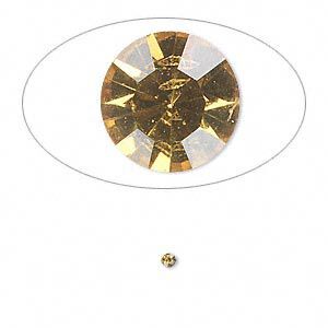 Chaton, glass rhinestone, light topaz, foil back, 1.9-2.0mm faceted round, PP13. Sold per pkg of 72.