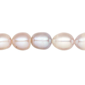 Freshwater pearl 1pkg1, rice, 14 inch mauve / peach / silver peacock 8-10mm cultured