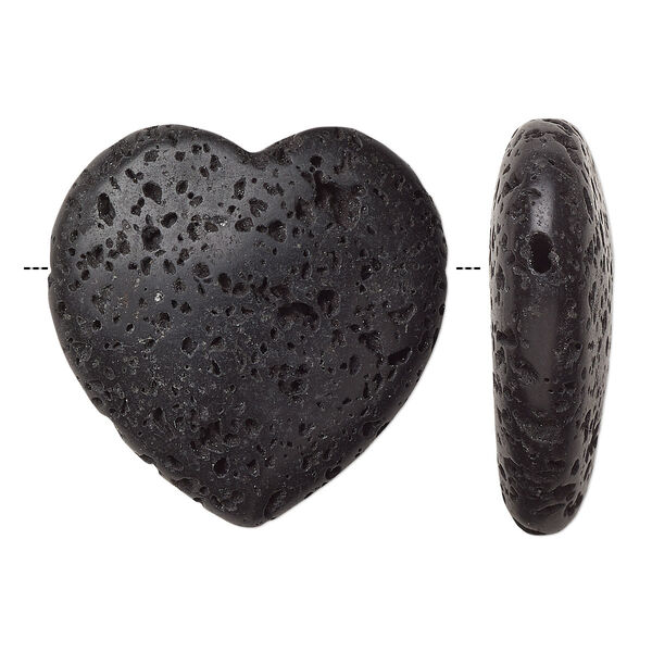 Focal, lava rock (waxed), 31x30mm hand-cut heart, B grade, Mohs hardness 3 to 3-1/2. Sold individually. image number 0