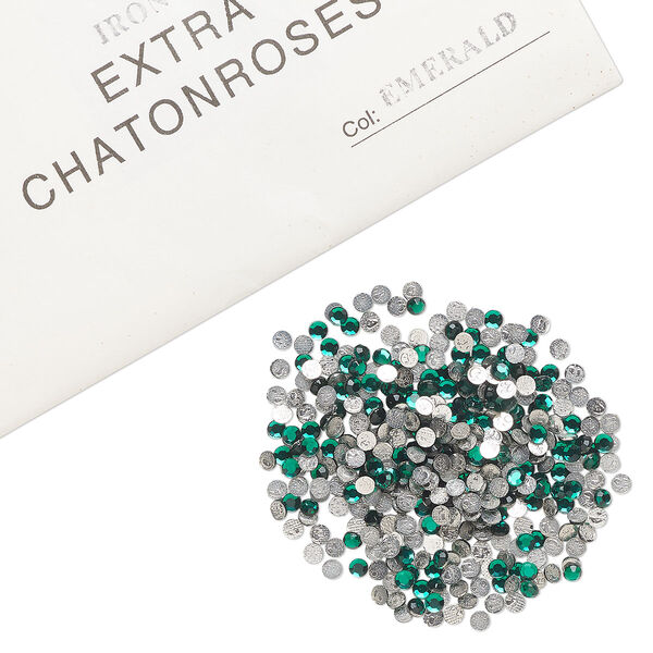 Flat back 1440pk emerald, vintage Preciosa Czech crystal hotfix rhinestone 3-3.2mm round SS12 image number 0